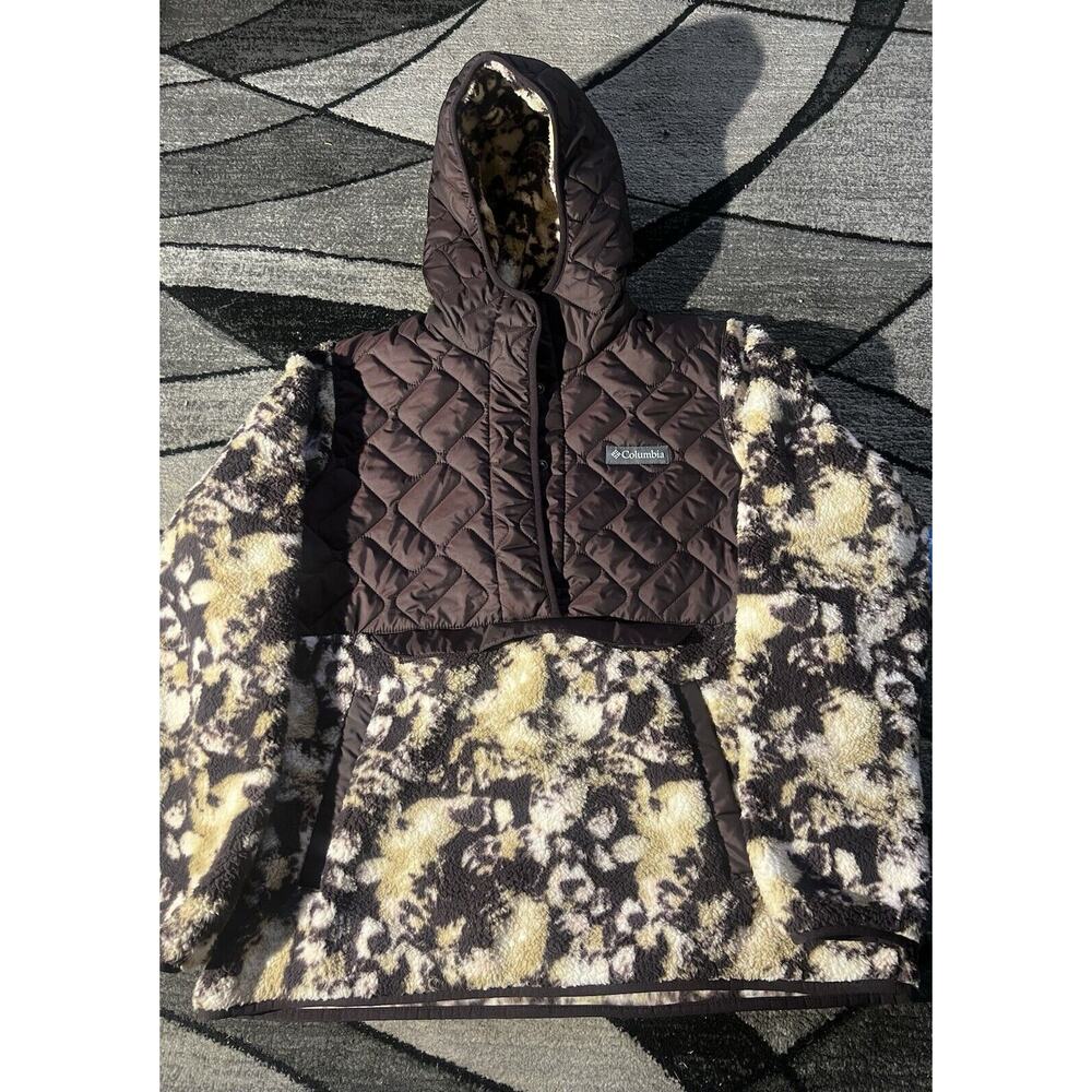 NEW Columbia Women Street Sweet View Fleece Hooded Pullover SZ L LARGE BROWN